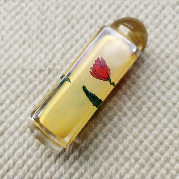 Chinese Glass Interior Hand Painted Snuff Bottle Red Amaryllis Flower with Top - Picture 2 of 6